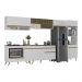 Armário de Cozinha Modulada Completa 357cm com Balcão para Cooktop Veneza Multimóveis MP2274 Branco/Dourado