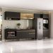 Armário de Cozinha Modulada Completa 357cm com Balcão para Cooktop Veneza Multimóveis MP2274 Preto/Dourado