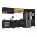 Armário de Cozinha Modulada Completa 357cm com Balcão para Cooktop Veneza Multimóveis MP2274 Preto/Dourado