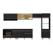 Armário de Cozinha Modulada Completa 357cm com Balcão para Cooktop Veneza Multimóveis MP2274 Preto/Dourado