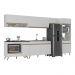 Armário de Cozinha Modulada Completa 6 Pçs com Balcão para Cooktop Veneza Multimóveis MP2273 Branco/Dourado