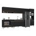 Armário de Cozinha Modulada Completa 6 Pçs com Balcão para Cooktop Veneza Multimóveis MP2273 Preto/Dourado