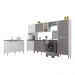 Armário de Cozinha Modulada Completa 6 Pçs com Balcão para Pia Siena Multimóveis MP2285 Branco/Lacca Fumê
