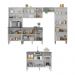 Armário de Cozinha Modulada Completa 6 Pçs com Balcão para Pia Siena Multimóveis MP2285 Branco/Lacca Fumê