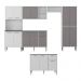 Armário de Cozinha Modulada Completa 6 Pçs com Balcão para Pia Siena Multimóveis MP2285 Branco/Lacca Fumê