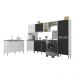 Armário de Cozinha Modulada Completa 6 Pçs com Balcão para Pia Siena Multimóveis MP2285 Branco/Preto