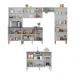Armário de Cozinha Modulada Completa 6 Pçs com Balcão para Pia Siena Multimóveis MP2285 Branco/Preto