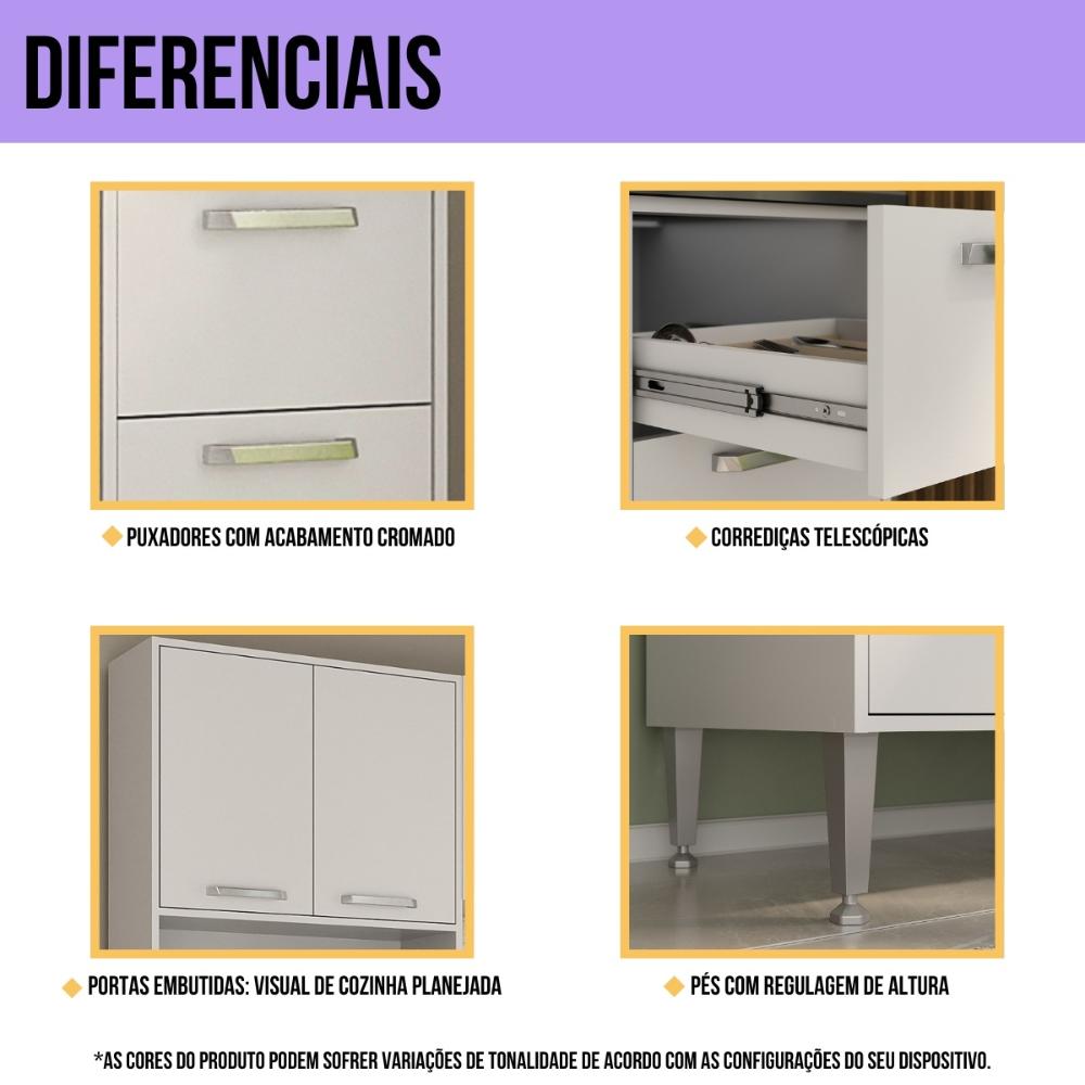 Armário de Cozinha Modulada Completa Compacta 294cm com Balcão de Pia Multimóveis MP2280 Branco