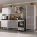 Armário de Cozinha Modulada Completa Compacta 294cm com Balcão de Pia Multimóveis MP2280 Branco/Lacca Fumê