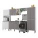Armário de Cozinha Modulada Completa Compacta 294cm com Balcão de Pia Multimóveis MP2280 Branco/Lacca Fumê