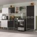 Armário de Cozinha Modulada Completa Compacta 294cm com Balcão de Pia Multimóveis MP2280 Branco/Preto
