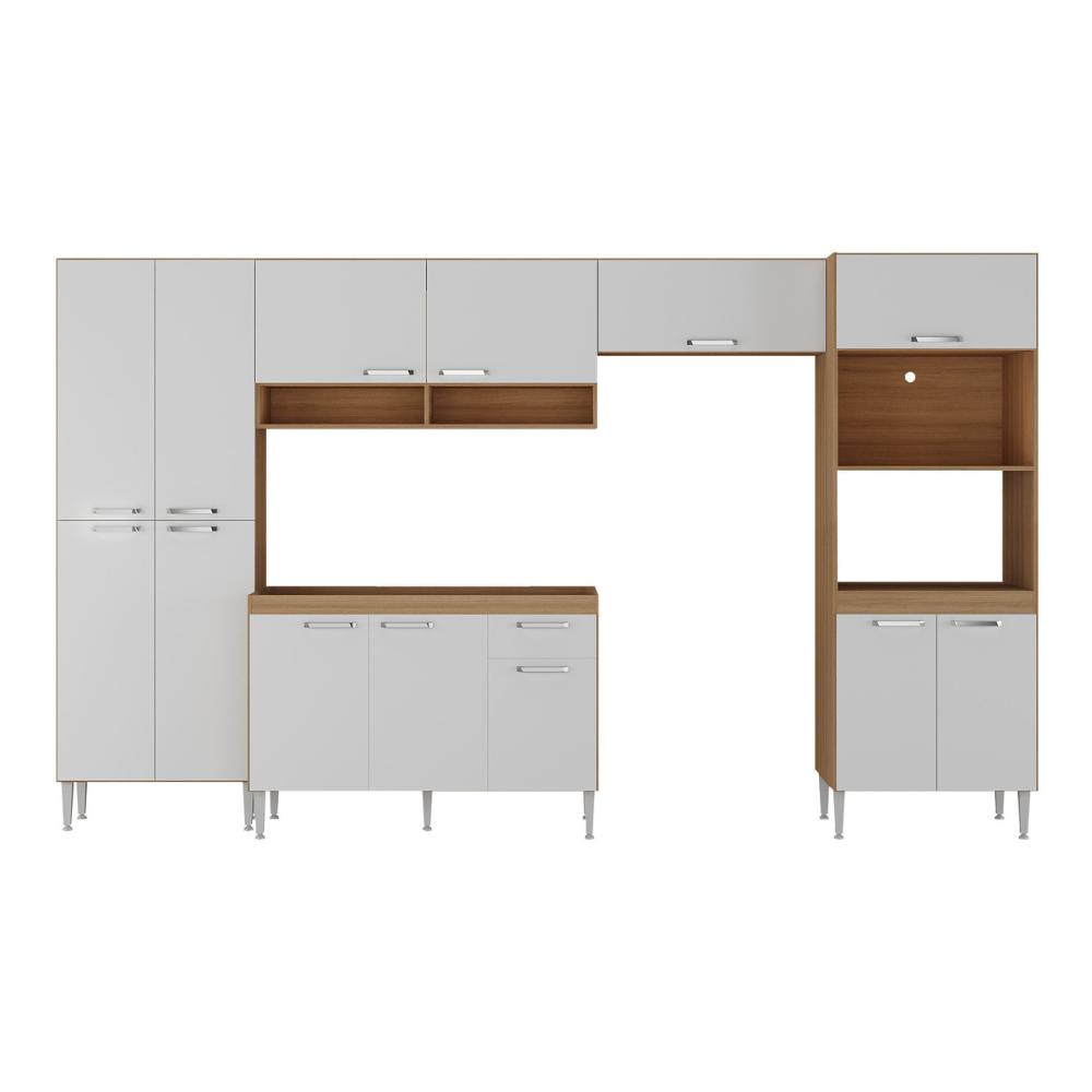 Armário de Cozinha Modulada com Gabinete de Pia 5 Pçs Paris Multimóveis MP2222 Rustic/Branco