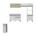 Armário de Cozinha Modulado com Bancada Americana Multimóveis MP2209 Branco/Preto