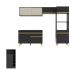 Armário de Cozinha Modulado com Bancada Americana Multimóveis MP2209 Preto/Dourado