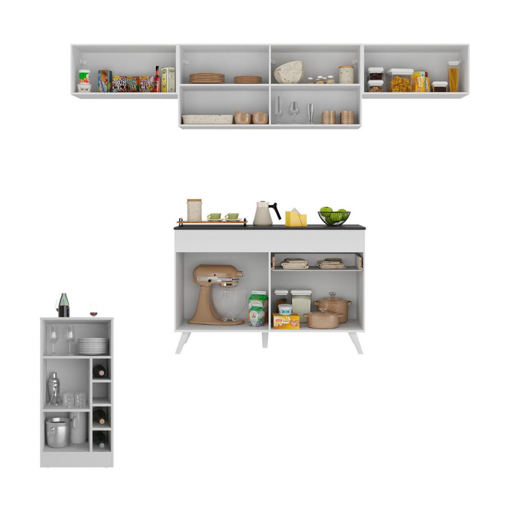 Armário de Cozinha Modulado com Bancada Veneza Multimóveis MP2212 Branco
