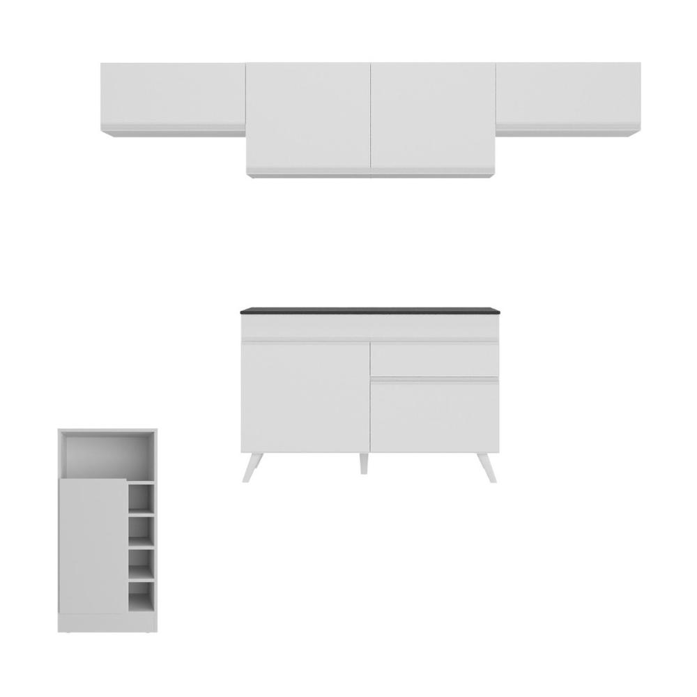 Armário de Cozinha Modulado com Bancada Veneza Multimóveis MP2212 Branco