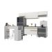 Armário de Cozinha Modulado com Bancada Veneza Multimóveis MP2212 Branco/Dourado
