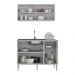 Armário de Cozinha com Balcão para Pia Siena Multimóveis MP2216 Branco/Lacca Fumê