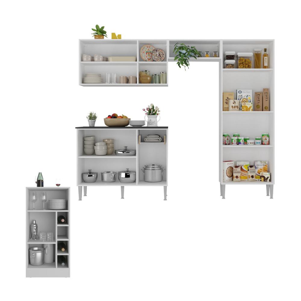 Armário de Cozinha com Bancada Americana Xangai Multimóveis MP2203 Branco
