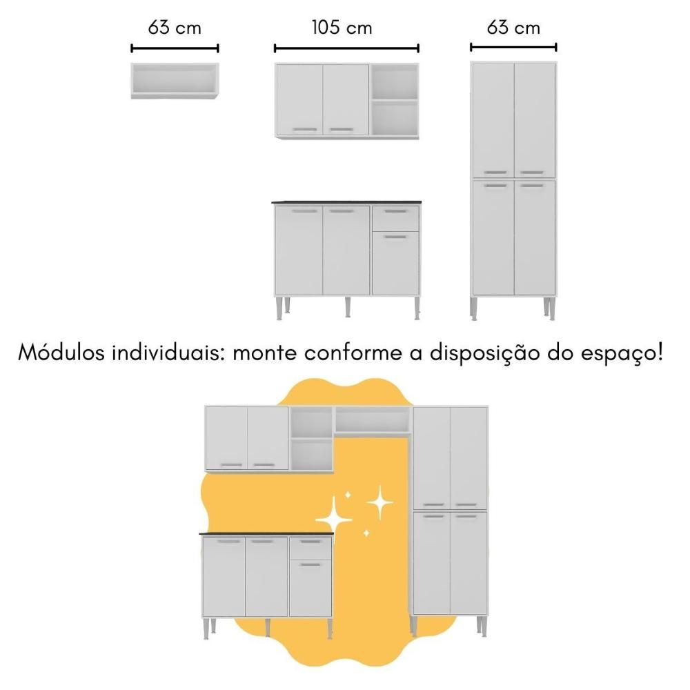 Armário de Cozinha com Bancada Americana Xangai Multimóveis MP2203 Branco