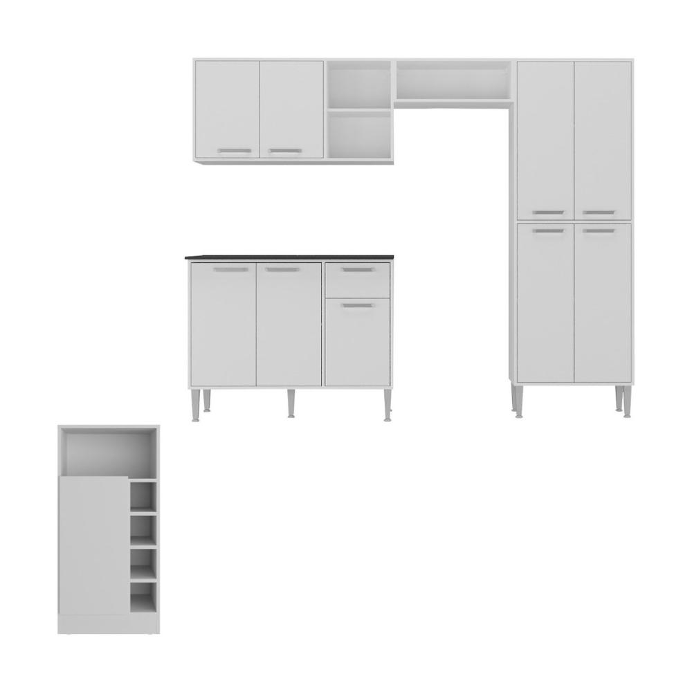 Armário de Cozinha com Bancada Americana Xangai Multimóveis MP2203 Branco
