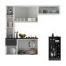 Armário de Cozinha com Bancada Americana/Mesa Gourmet Sofia Multimóveis MP2195 Branco/Preto