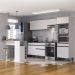 Armário de Cozinha com Bancada/Mesa Gourmet Veneza Multimóveis MP2174 Branco/Preto