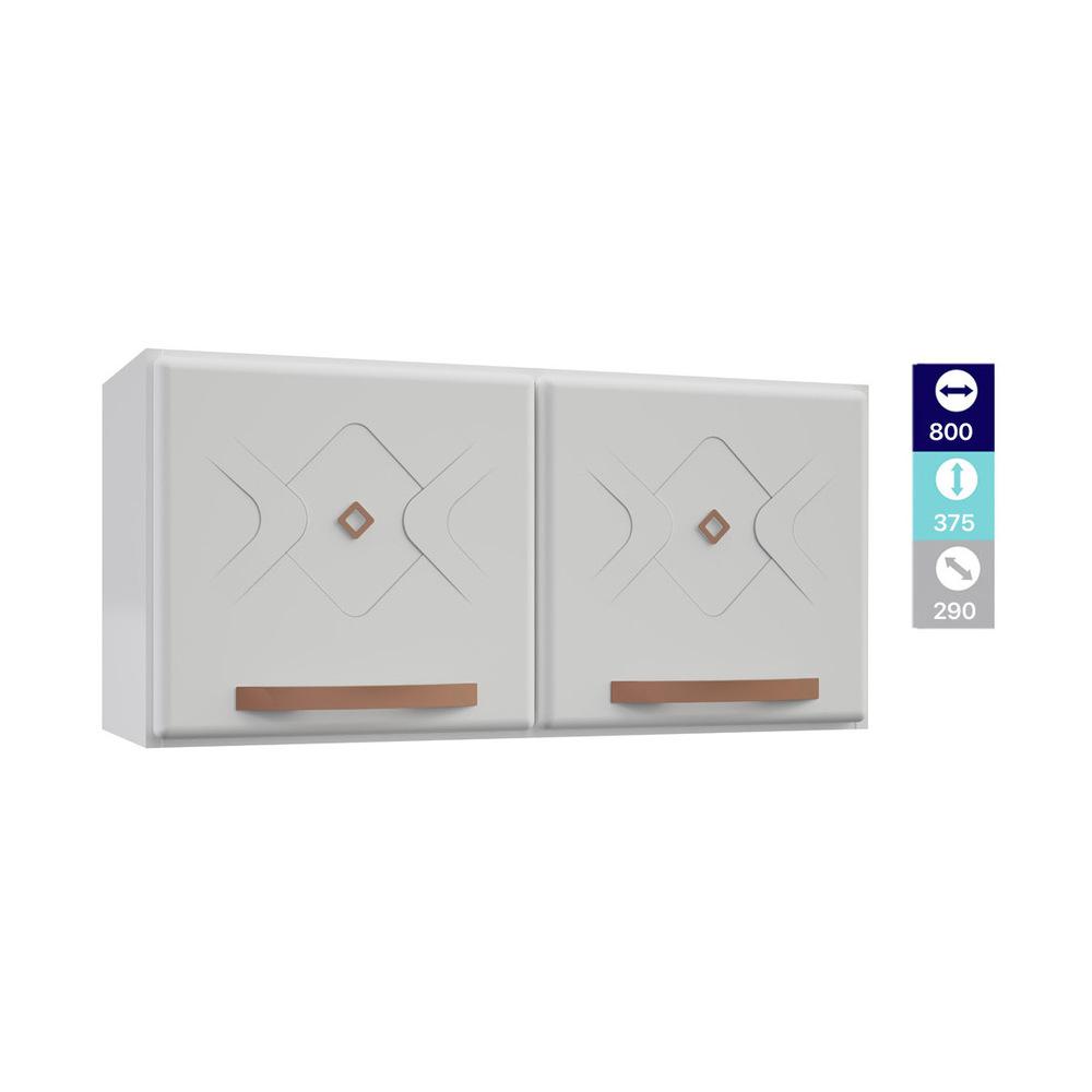 Armário de Cozinha de Aço Aéreo Duplo 80cm Regina Multimóveis CR6121 Branco