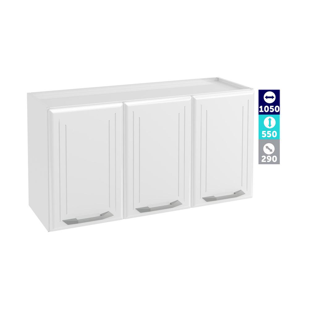 Armário de Cozinha de Aço Aéreo Triplo 105cm Rose Multimóveis CR6087 Branco