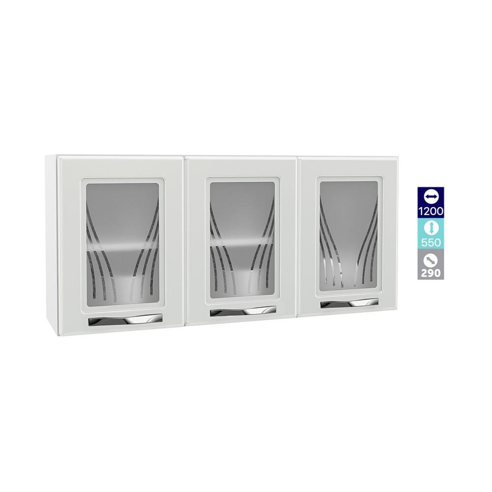 Armário de Cozinha de Aço Aéreo Triplo 120cm Clara Multimóveis CR6144 Branco