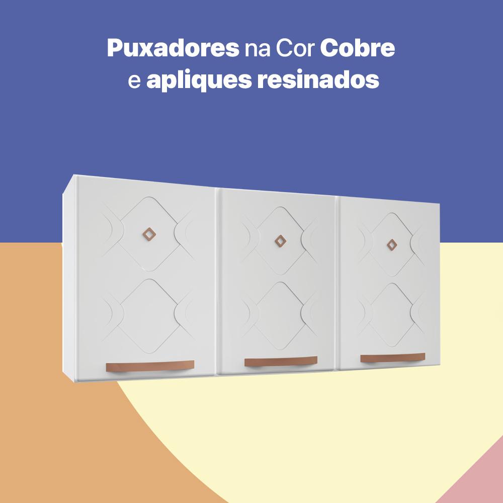 Armário de Cozinha de Aço Aéreo Triplo 120cm Regina Multimóveis CR6122 Branco