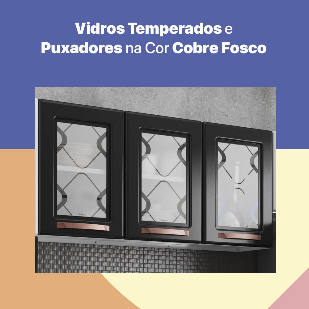 Armário de Cozinha de Aço Aéreo Triplo 120cm Regina Multimóveis CR6123 Branco/Preto