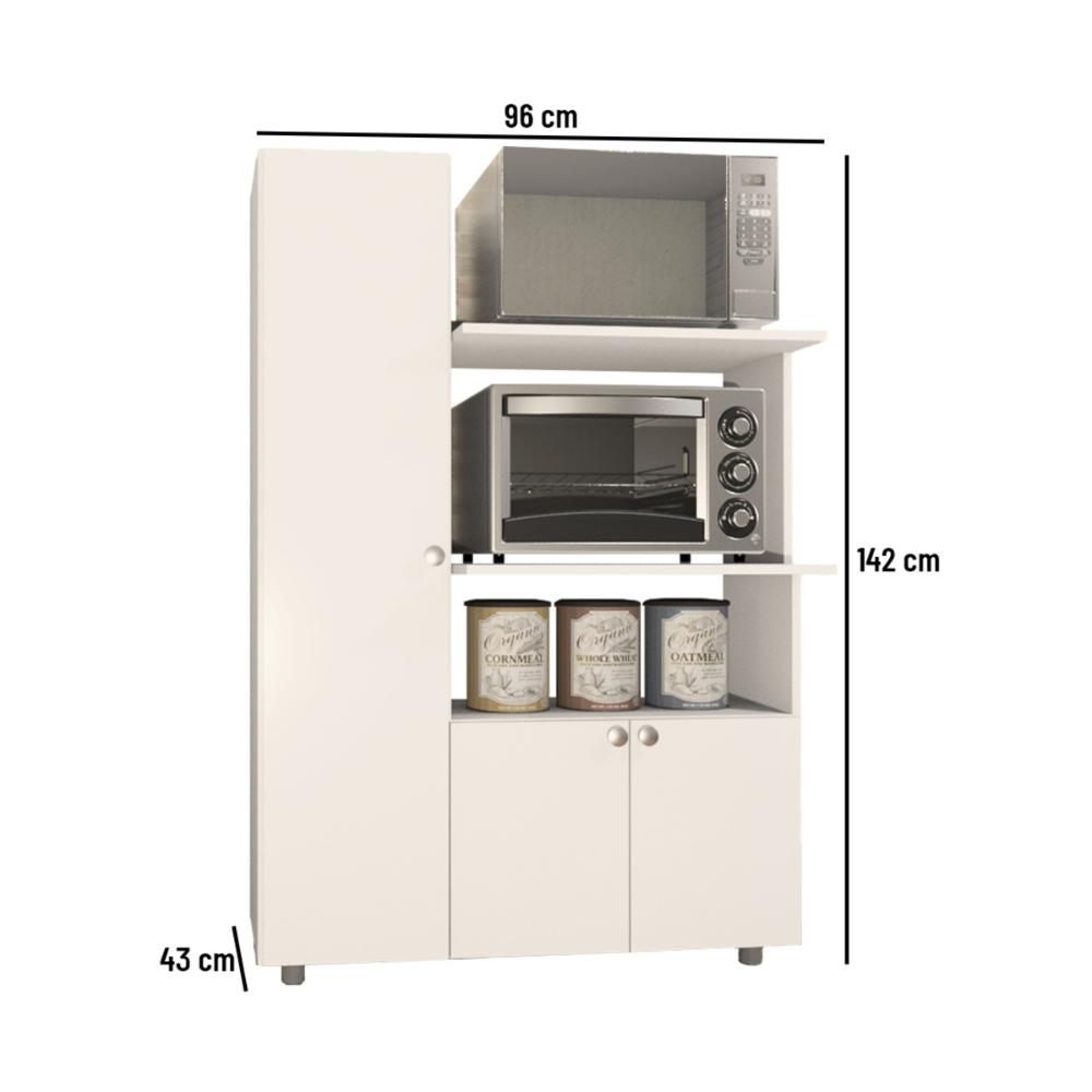 Armário de Cozinha para Forno/Micro-ondas com 3 Portas Multimóveis CR20348 Branco