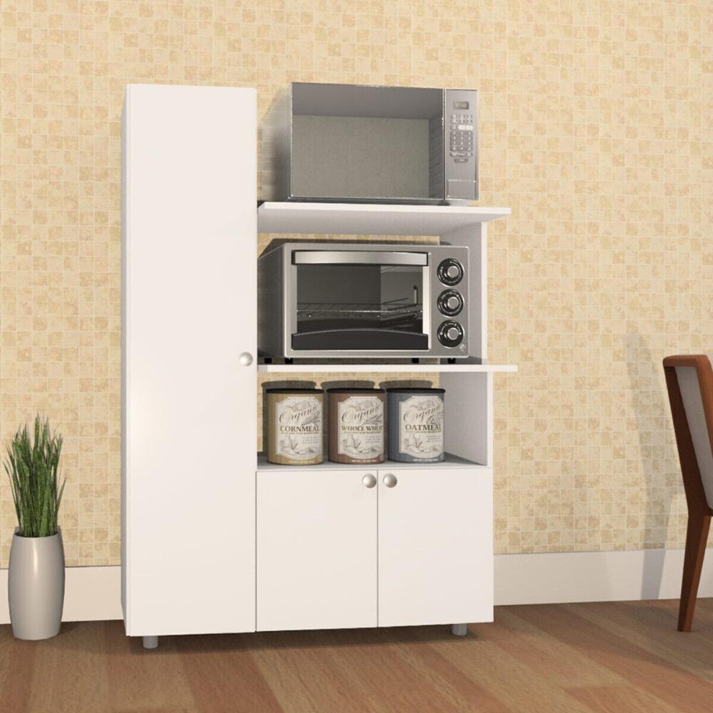 Armário de Cozinha para Forno/Micro-ondas com 3 Portas Multimóveis CR20348 Branco