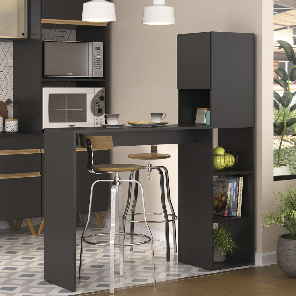 Armário de Cozinha/Bancada  com 1 Porta Multimóveis V6004 Preto