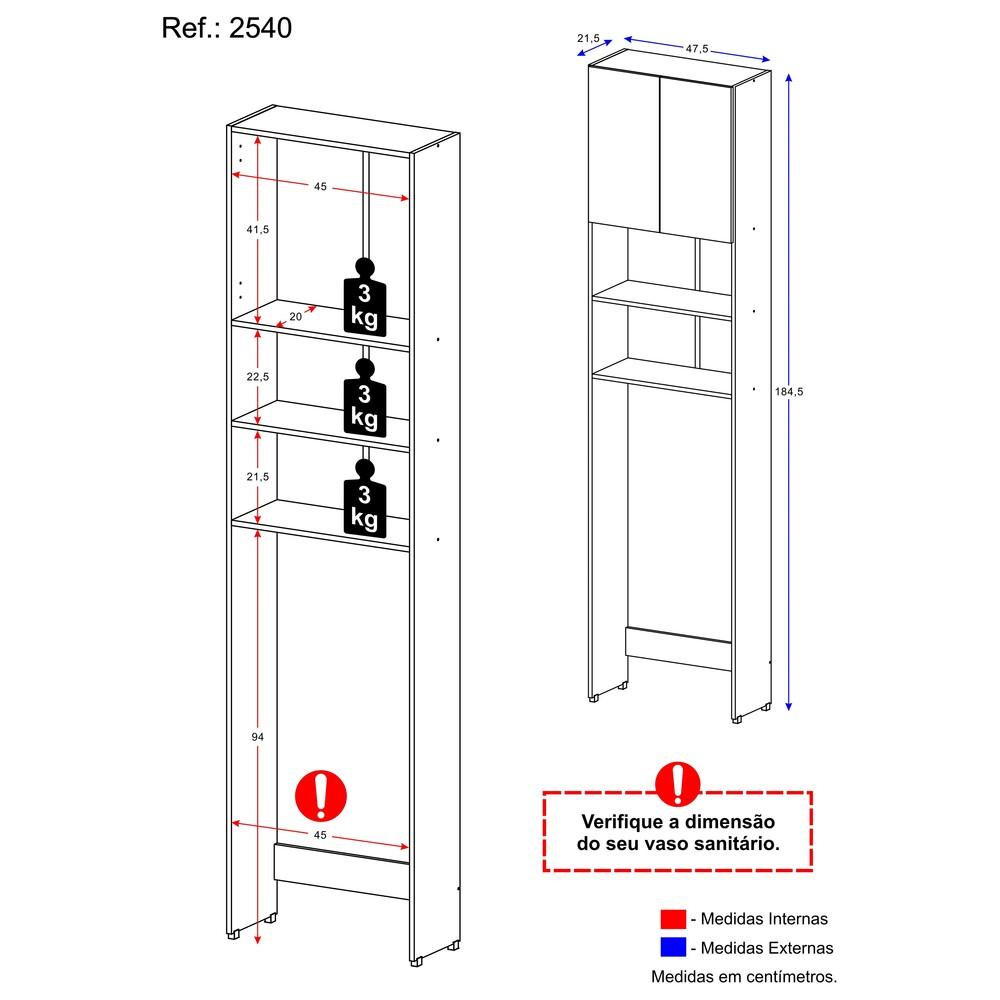Armário para Banheiro c/ 2 Portas Multimóveis Branco