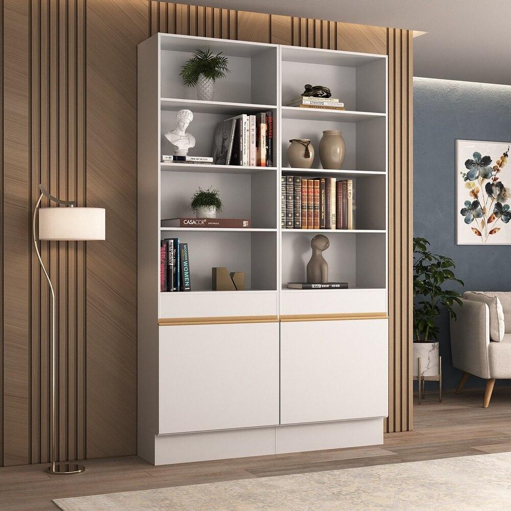 Armário/Estante Escritório 2 Portas Multimóveis MP7000 Branco/Dourado
