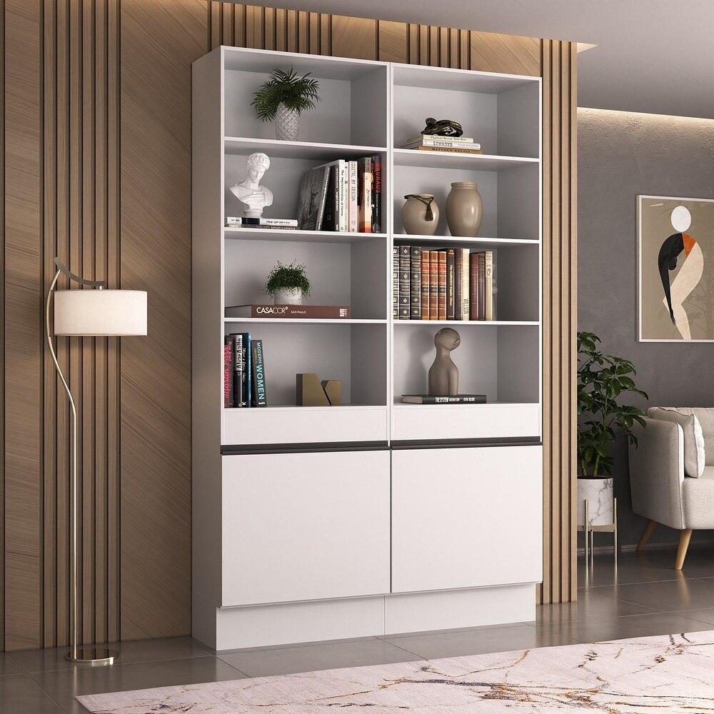 Armário/Estante Escritório 2 Portas Multimóveis MP7000 Branco/Preto