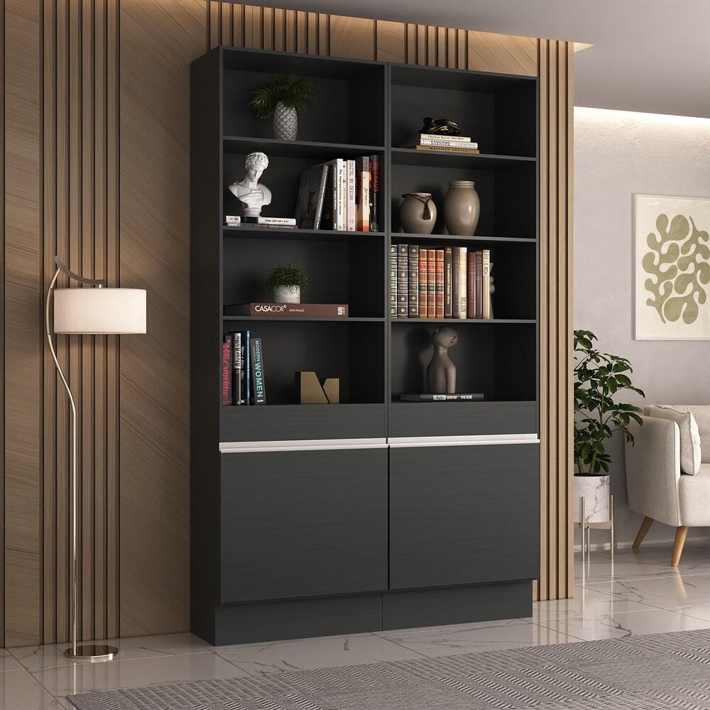 Armário/Estante Escritório 2 Portas Multimóveis MP7000 Preto/Branco