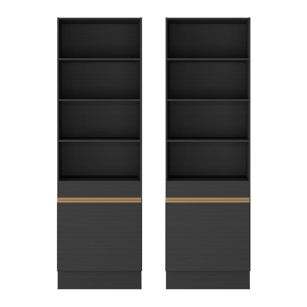 Armário/Estante Escritório 2 Portas Multimóveis MP7000 Preto/Dourado