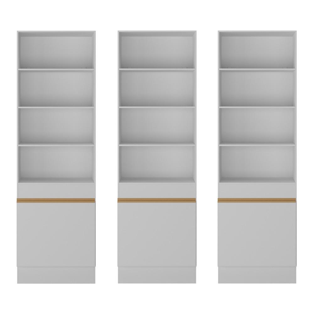 Armário/Estante Escritório 3 Portas Multimóveis MP7001 Branco/Dourado