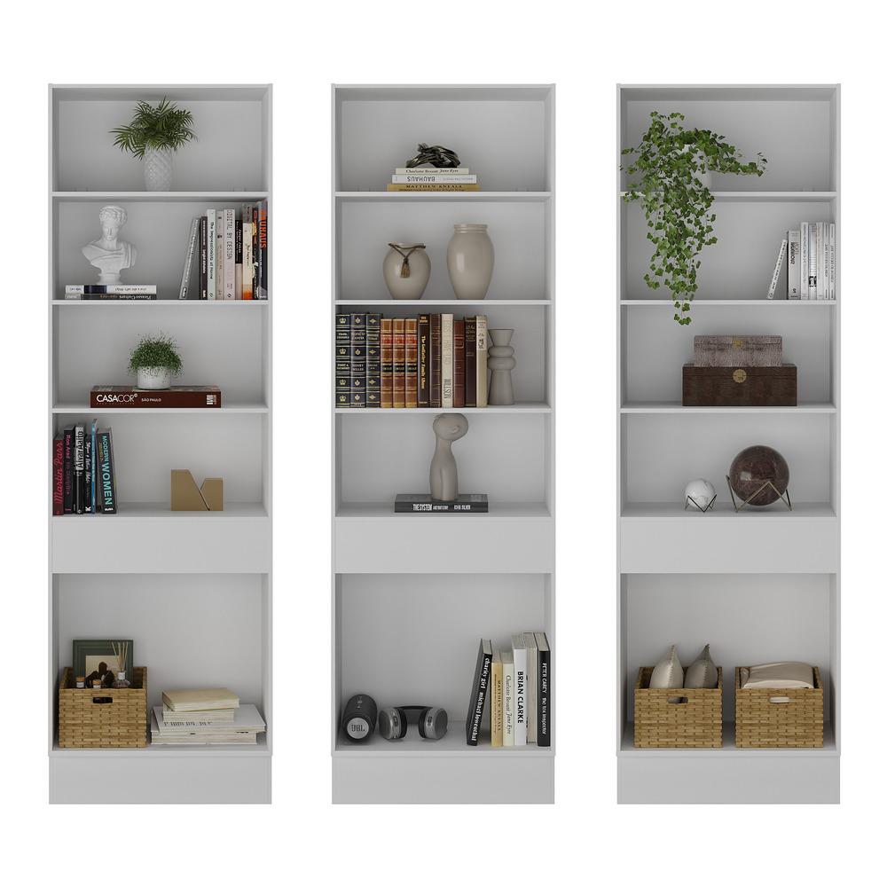 Armário/Estante Escritório 3 Portas Multimóveis MP7001 Branco/Preto