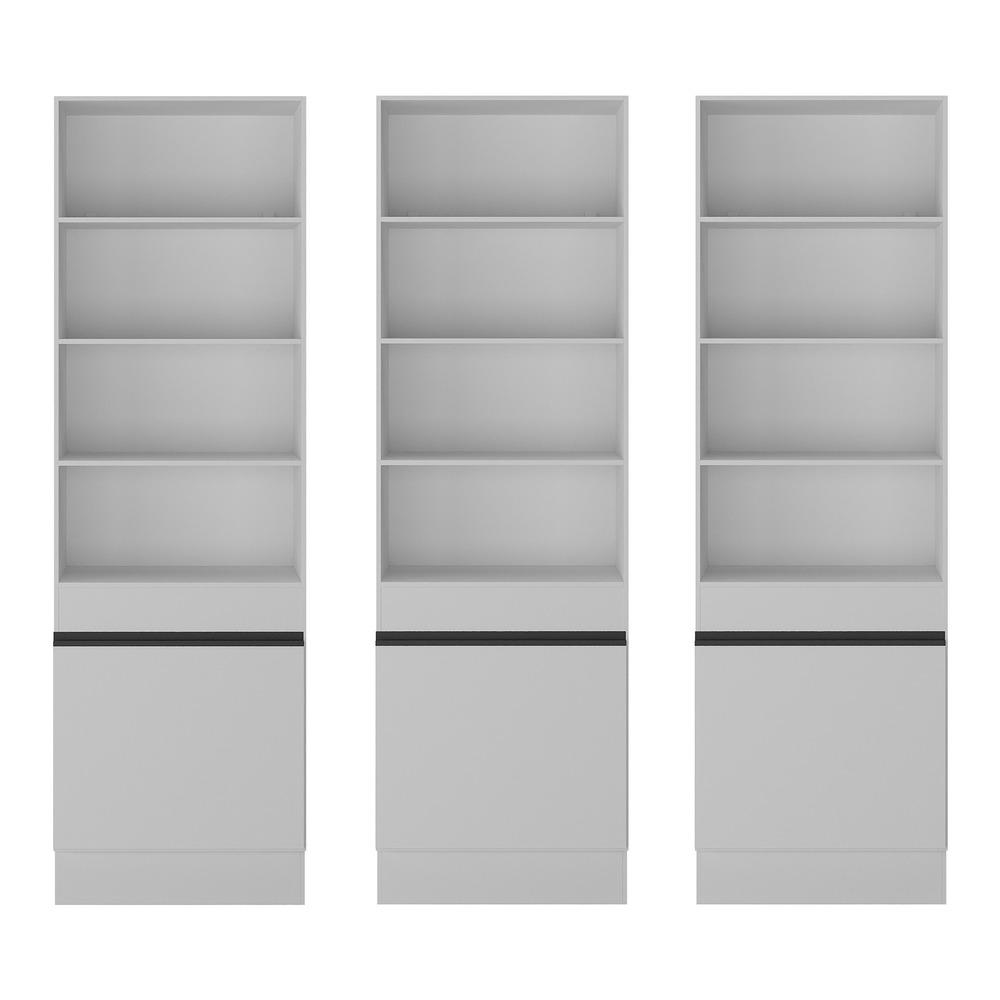 Armário/Estante Escritório 3 Portas Multimóveis MP7001 Branco/Preto