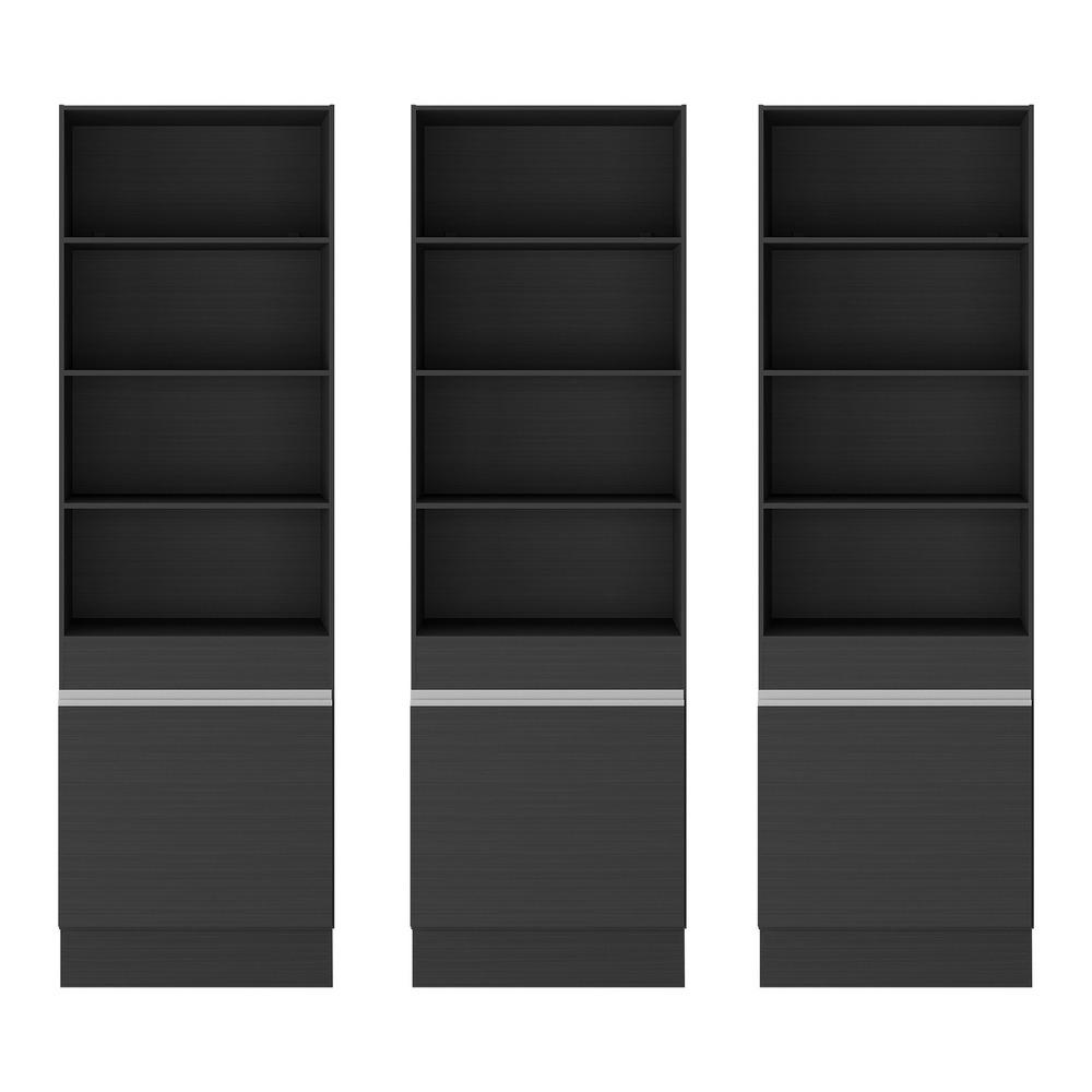 Armário/Estante Escritório 3 Portas Multimóveis MP7001 Preto/Branco