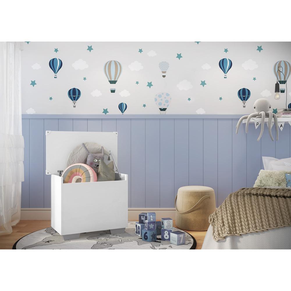 Baú Organizador Caixa de Brinquedos Pés Quadrados Multimóveis Branco/Cinza