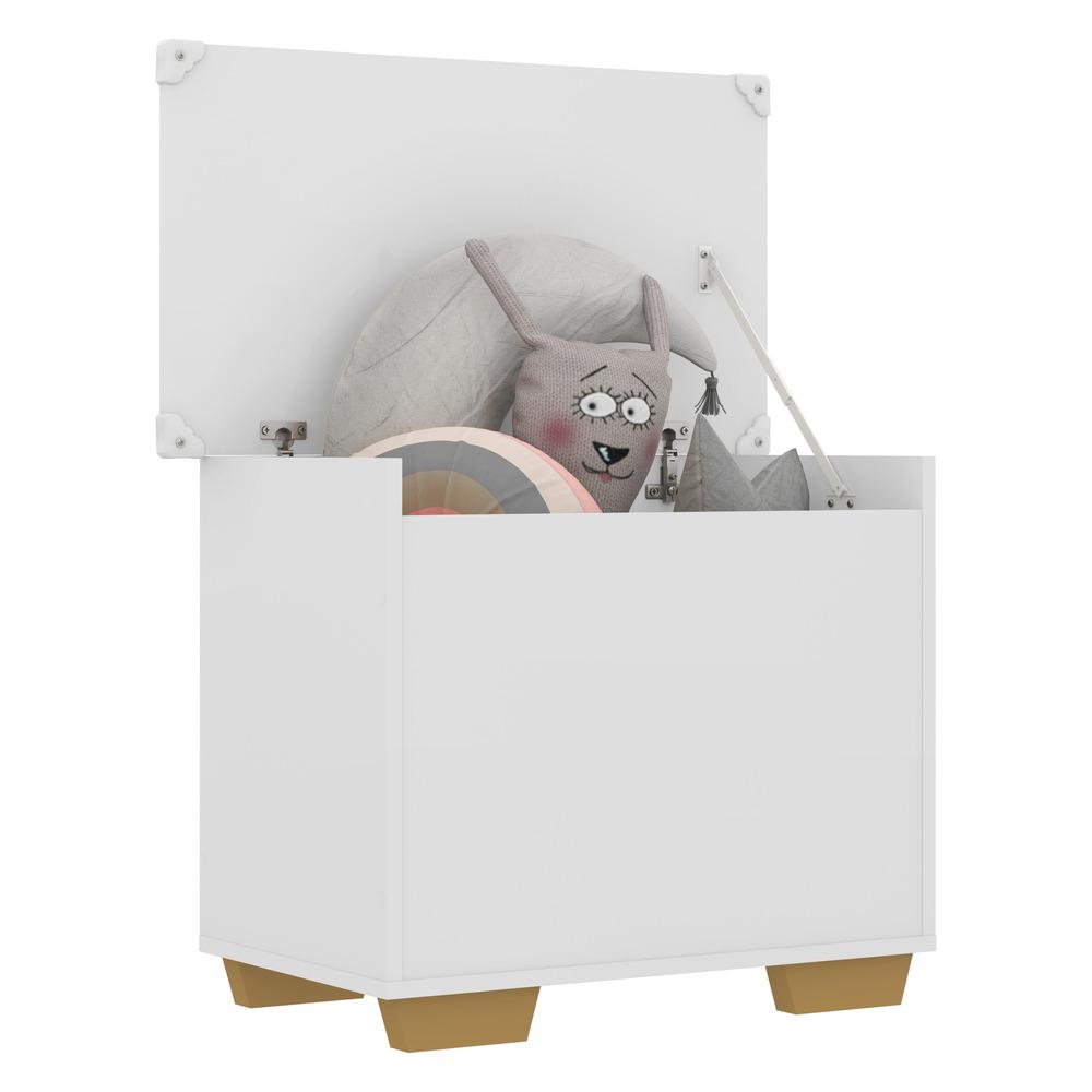 Baú Organizador Caixa de Brinquedos Pés Quadrados Multimóveis Branco/Natural