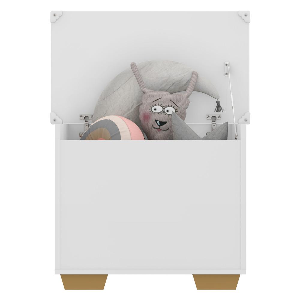 Baú Organizador Caixa de Brinquedos Pés Quadrados Multimóveis Branco/Natural