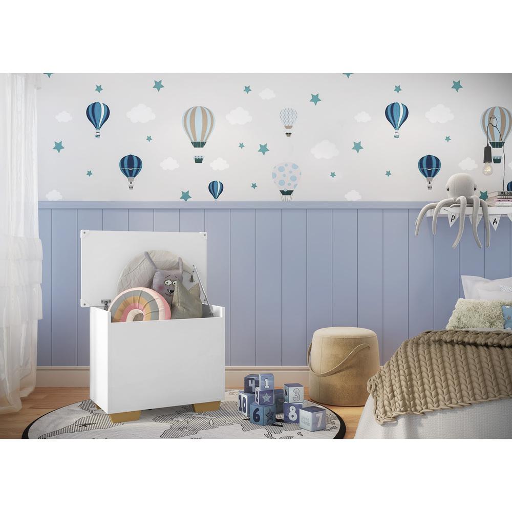 Baú Organizador Caixa de Brinquedos Pés Quadrados Multimóveis Branco/Natural