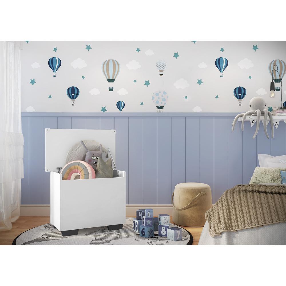 Baú Organizador Caixa de Brinquedos Pés Quadrados Multimóveis Branco/Preto