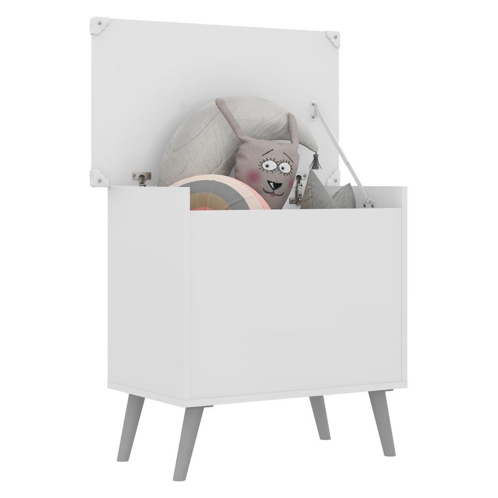 Baú Organizador Caixa de Brinquedos Retrô Multimóveis Branco/Cinza